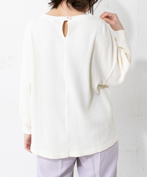 natural couture（ナチュラルクチュール）の「春カラーワッフルプルオーバー（Tシャツ/カットソー・レディース・ブラック/ベージュ/オフホワイト/ミント・FREE）」の11枚目の写真