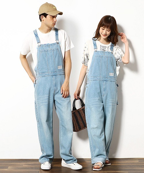 Purple&Yellow（パープルアンドイエロー）の「【大人気商品！】 デニム オーバーオール つなぎ ［ユニセックス〕（サロペット/オーバーオール・メンズ・インディゴブルー/その他・MEDIUM/SMALL/LARGE）」の2枚目の写真