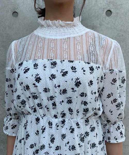 FUN.TRINITY（ファン トリニティー）の「キリカエレースワンピース（ワンピース・レディース・ブラック/ベージュ/ミント/ホワイト系その他/ブラック系その他・M）」の9枚目の写真