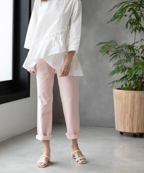 MODE ROBE（モードローブ）の「カラーデニムパンツ（デニムパンツ・レディース・グレー/ピンク/ブルー・S/M/L）」の8枚目の写真