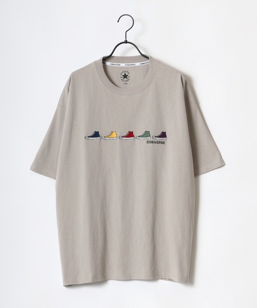 CONVERSE(コンバース)の「CONVERSE/コンバース ビッグシルエット カラフル シューズ ロゴ ワンポイント刺繍 Tシャツ(Tシャツ/カットソー・メンズ・ホワイト/ベージュ/ブルーグリーン/ブラック/ライトグレー/パープル/サックスブルー/グレイッシュベージュ/ベージュ系その他/ホワイト系その他/ブラック系その他/グリーン系その他・M/L/LL)」の18枚目の写真