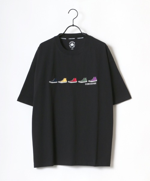 CONVERSE(コンバース)の「CONVERSE/コンバース ビッグシルエット カラフル シューズ ロゴ ワンポイント刺繍 Tシャツ(Tシャツ/カットソー・メンズ・ホワイト/ベージュ/ブルーグリーン/ブラック/ライトグレー/パープル/サックスブルー/グレイッシュベージュ/ベージュ系その他/ホワイト系その他/ブラック系その他/グリーン系その他・M/L/LL)」の16枚目の写真
