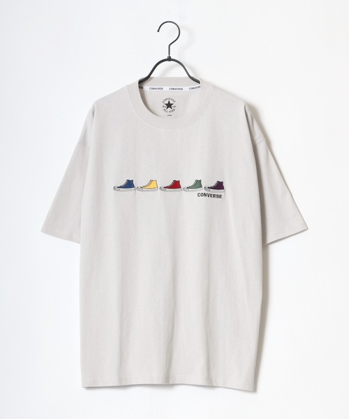 CONVERSE(コンバース)の「CONVERSE/コンバース ビッグシルエット カラフル シューズ ロゴ ワンポイント刺繍 Tシャツ(Tシャツ/カットソー・メンズ・ホワイト/ベージュ/ブルーグリーン/ブラック/ライトグレー/パープル/サックスブルー/グレイッシュベージュ/ベージュ系その他/ホワイト系その他/ブラック系その他/グリーン系その他・M/L/LL)」の17枚目の写真