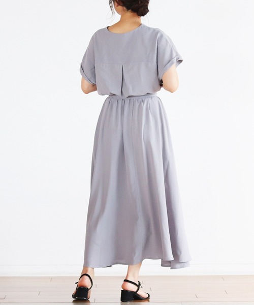 Ambre Neige（アンブルネージュ）の「フレンチスリーブワンピース／【WEB/EC限定商品】（ワンピース・レディース・ベージュ/ブルー系その他・FREE）」の12枚目の写真