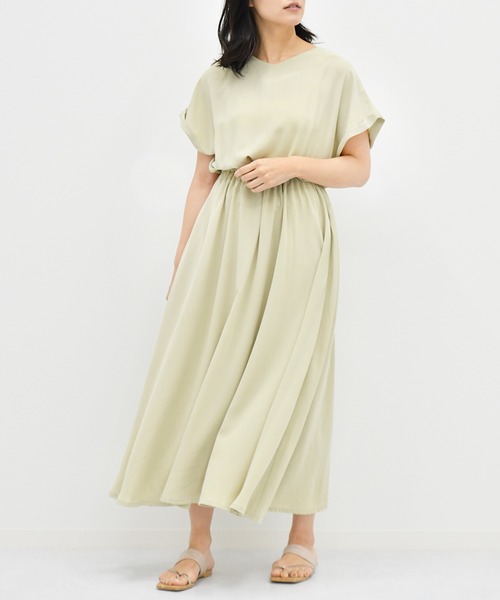 Ambre Neige（アンブルネージュ）の「フレンチスリーブワンピース／【WEB/EC限定商品】（ワンピース・レディース・ベージュ/ブルー系その他・FREE）」の7枚目の写真