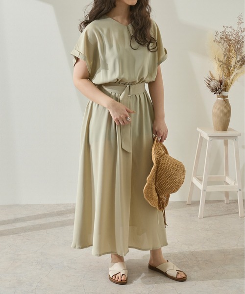 Ambre Neige（アンブルネージュ）の「フレンチスリーブワンピース／【WEB/EC限定商品】（ワンピース・レディース・ベージュ/ブルー系その他・FREE）」の15枚目の写真