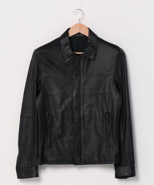 5351 POUR LES HOMMES（ゴーサンゴーイチプールオム）の「ウォッシャブルラムレザーシャツ（ブルゾン・メンズ・ホワイト/ブラック・44/46）」の2枚目の写真