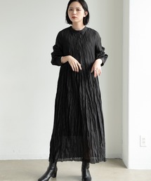 Aunt Marie's | 【低身長向けSサイズ有】 ワッシャーロングスリーブワンピース /AUNT MARIE'S(ワンピース)