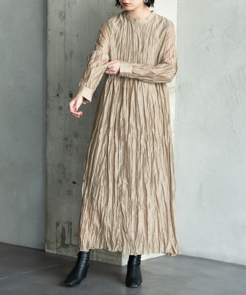 Aunt Marie's（アントマリーズ）の「【低身長向けSサイズ有】 ワッシャーロングスリーブワンピース /AUNT MARIE'S（ワンピース・レディース・ブラウン/ベージュ/モカ/ブラック・MEDIUM/SMALL）」の15枚目の写真