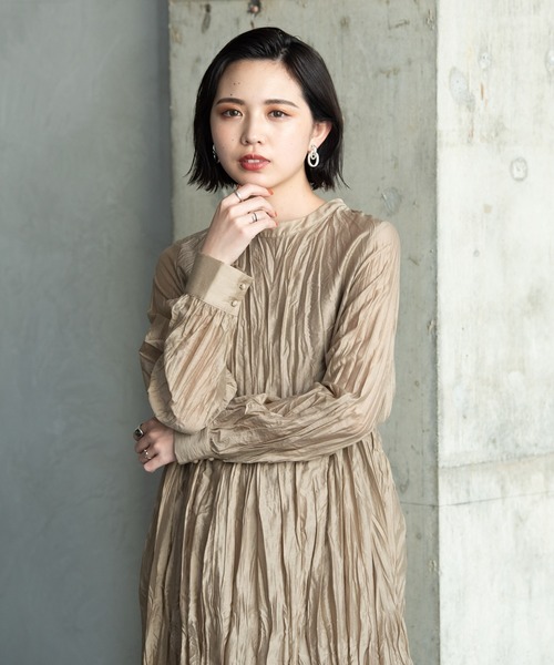 n アンドマリー　アイボリー 長袖ワンピース ANDMARY】Natalie check mini dress
