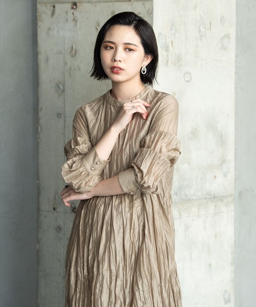 Aunt Marie's（アントマリーズ）の「【低身長向けSサイズ有】 ワッシャーロングスリーブワンピース /AUNT MARIE'S（ワンピース・レディース・ブラウン/ベージュ/モカ/ブラック・MEDIUM/SMALL）」の21枚目の写真