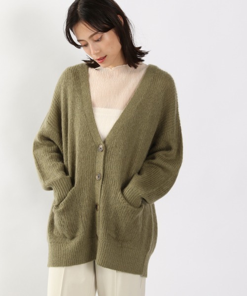 LOWRYS FARM（ローリーズファーム）の「モヘヤＶネックカーディガンＬＳ　894974（カーディガン/ボレロ・レディース・ダークブラウン/グレー/グリーン・FREE）」の21枚目の写真