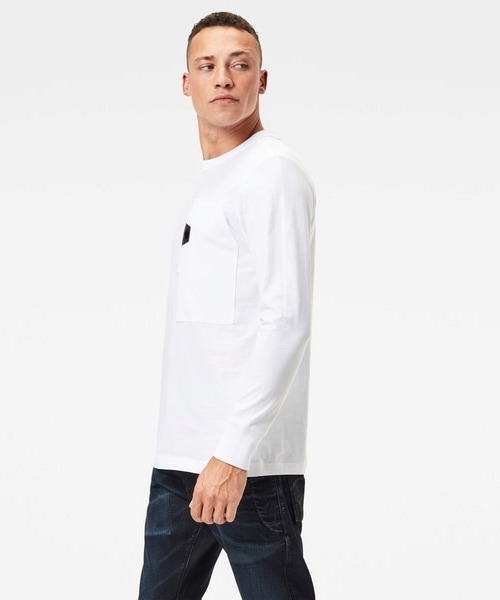 G-STAR（ジースター）の「Utility Pocket Logo T-Shirt/ワンポイント/ロンT（Tシャツ/カットソー・メンズ・ダークブラック/ホワイト・SMALL/MEDIUM/LARGE/X-SMALL/X-LARGE/XX-SMALL）」の13枚目の写真
