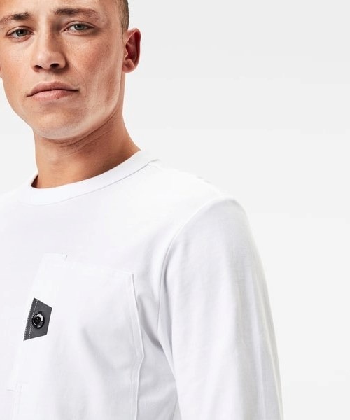 G-STAR（ジースター）の「Utility Pocket Logo T-Shirt/ワンポイント/ロンT（Tシャツ/カットソー・メンズ・ダークブラック/ホワイト・SMALL/MEDIUM/LARGE/X-SMALL/X-LARGE/XX-SMALL）」の14枚目の写真
