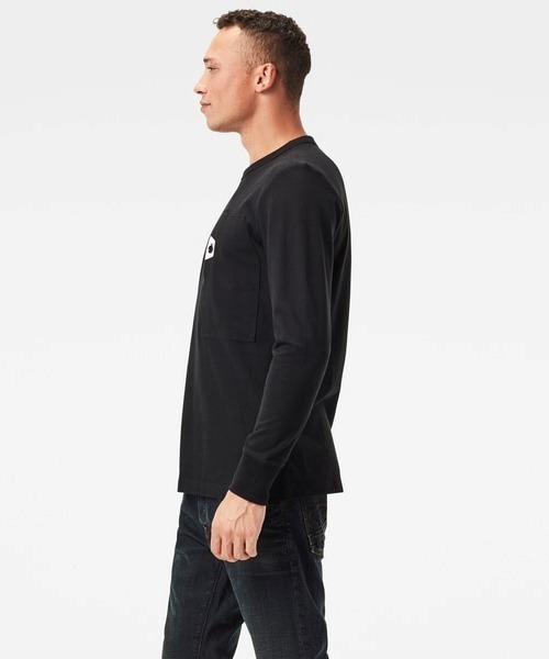 G-STAR（ジースター）の「Utility Pocket Logo T-Shirt/ワンポイント/ロンT（Tシャツ/カットソー・メンズ・ダークブラック/ホワイト・SMALL/MEDIUM/LARGE/X-SMALL/X-LARGE/XX-SMALL）」の16枚目の写真