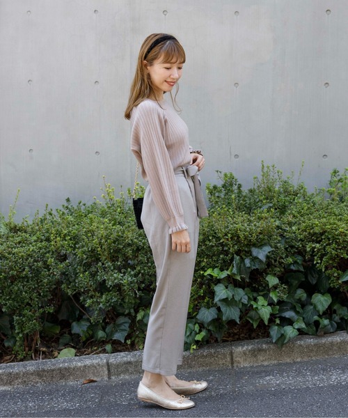 flower（フラワー）の「スクエアフリルリブニット（ニット/セーター・レディース・ベージュ/ピンク/アイボリー・FREE）」の6枚目の写真