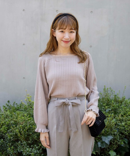 flower（フラワー）の「スクエアフリルリブニット（ニット/セーター・レディース・ベージュ/ピンク/アイボリー・FREE）」の22枚目の写真