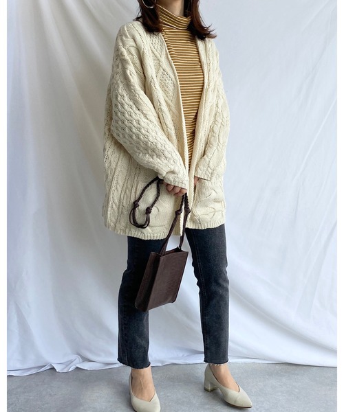 She's Closet(シーズクローゼット)の「裏起毛ハイネックボーダーカットソー(Tシャツ/カットソー・レディース・ホワイト/ブラック/グレー/キャメル・FREE)」の9枚目の写真
