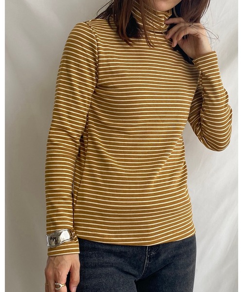 She's Closet(シーズクローゼット)の「裏起毛ハイネックボーダーカットソー(Tシャツ/カットソー・レディース・ホワイト/ブラック/グレー/キャメル・FREE)」の19枚目の写真