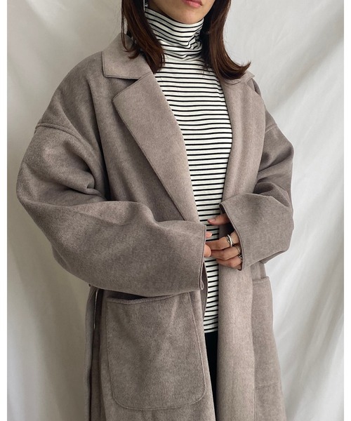 She's Closet(シーズクローゼット)の「裏起毛ハイネックボーダーカットソー(Tシャツ/カットソー・レディース・ホワイト/ブラック/グレー/キャメル・FREE)」の21枚目の写真