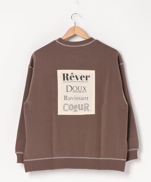 SpRay（スプレイ）の「裏起毛配色ステッチロゴカットソー（Tシャツ/カットソー・レディース・チャコールグレー/ダークグリーン/アイボリー/モカ/ダークブルー・FREE）」の8枚目の写真