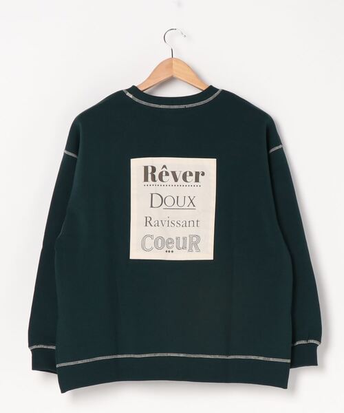 SpRay（スプレイ）の「裏起毛配色ステッチロゴカットソー（Tシャツ/カットソー・レディース・チャコールグレー/ダークグリーン/アイボリー/モカ/ダークブルー・FREE）」の9枚目の写真