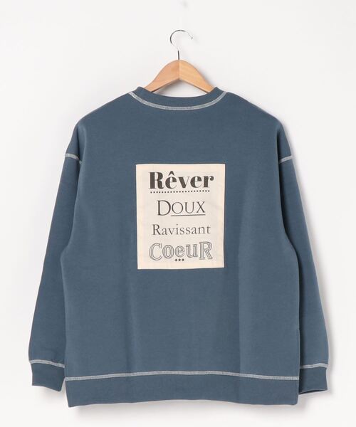 SpRay（スプレイ）の「裏起毛配色ステッチロゴカットソー（Tシャツ/カットソー・レディース・チャコールグレー/ダークグリーン/アイボリー/モカ/ダークブルー・FREE）」の10枚目の写真