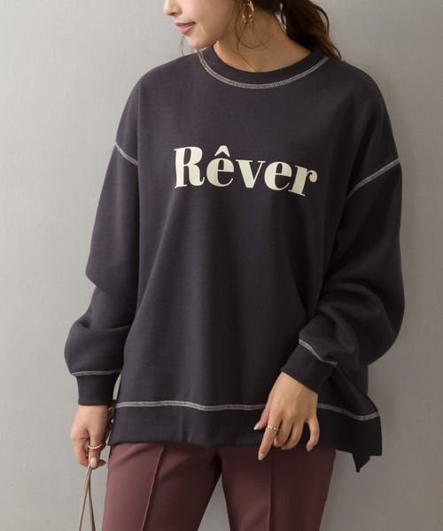 SpRay（スプレイ）の「裏起毛配色ステッチロゴカットソー（Tシャツ/カットソー・レディース・チャコールグレー/ダークグリーン/アイボリー/モカ/ダークブルー・FREE）」の20枚目の写真