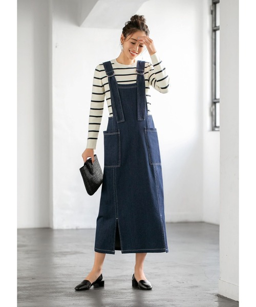 STYLE DELI(スタイルデリ)の「ルーズフィットボーダーニットトップス(ニット/セーター・レディース・オフホワイト/モカ/グレー系その他・M)」の13枚目の写真