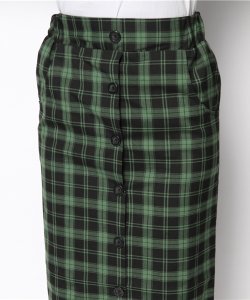 AZUL by moussy（アズールバイマウジー）の「オーバーチェックペンシルSK（スカート・レディース・グリーン系その他/ブラック×レッド・MEDIUM/SMALL）」の5枚目の写真