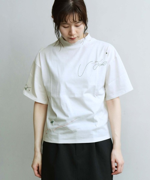caph（カーフ）の「◇pink pepper × caph 刺繍Tシャツ（Tシャツ/カットソー・レディース・チャコールグレー/アイボリー・FREE）」の10枚目の写真