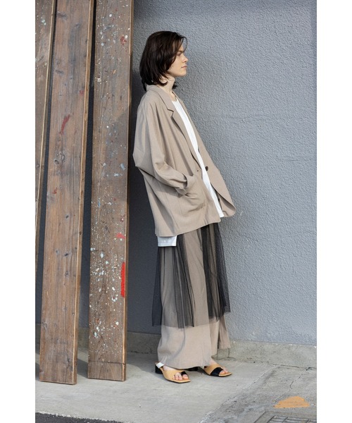 OSMOSIS(オズモーシス)の「チュールレイヤードTシャツ(Tシャツ/カットソー・レディース・ホワイト/カーキ/ブラック・ONE SIZE)」の5枚目の写真