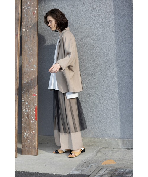 OSMOSIS(オズモーシス)の「チュールレイヤードTシャツ(Tシャツ/カットソー・レディース・ホワイト/カーキ/ブラック・ONE SIZE)」の8枚目の写真