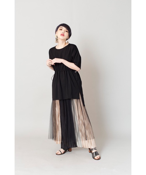 OSMOSIS(オズモーシス)の「チュールレイヤードTシャツ(Tシャツ/カットソー・レディース・ホワイト/カーキ/ブラック・ONE SIZE)」の10枚目の写真