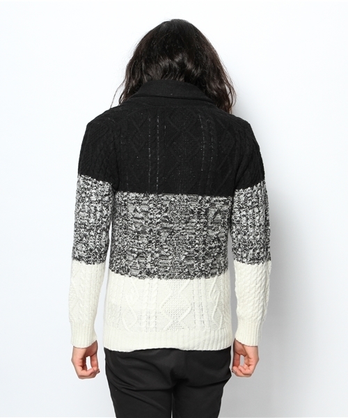 VENCEEXCHANGE（ヴァンスエクスチェンジ）の「ウールナイロンキリカエショールカーデ（カーディガン/ボレロ・メンズ・ブラック/ネイビー・SMALL/LARGE/MEDIUM）」の5枚目の写真