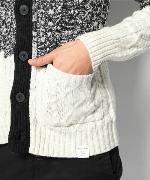 VENCEEXCHANGE（ヴァンスエクスチェンジ）の「ウールナイロンキリカエショールカーデ（カーディガン/ボレロ・メンズ・ブラック/ネイビー・SMALL/LARGE/MEDIUM）」の9枚目の写真