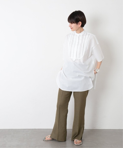 journal standard L'essage（ジャーナルスタンダードレサージュ）の「スタンドカラー ピンタックブラウス◆（シャツ/ブラウス・レディース・ホワイト/ブラック/カーキ・FREE）」の4枚目の写真