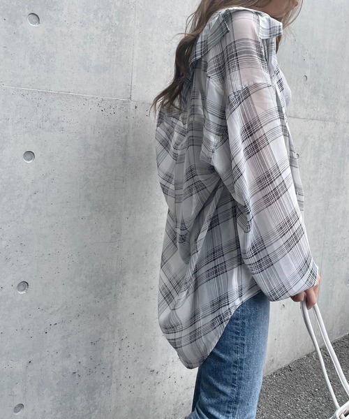 スパイラルガール SPIRALGIRL オーバーチェックシャツ （グレー系） オーバーチェックシャツ SPIRALGIRL│SPIRALGIRL ｜スパイラル