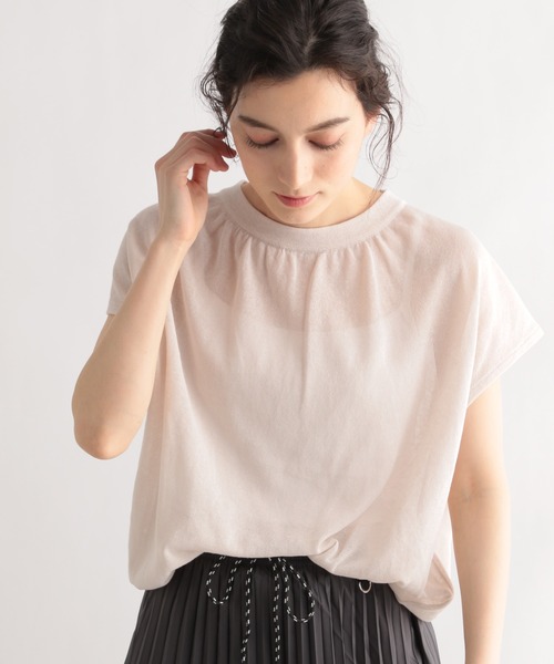 LE FOYER(ルフォワイエ)の「PATIO後ろリボンノースリーブプルオーバー(ニット/セーター・レディース・オフホワイト/ピンク/イエロー・38)」の1枚目の写真