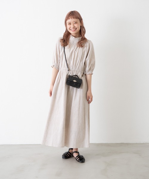 MERLOT（メルロー）の「ミックスヤーンシャーリングワンピース（ワンピース・レディース・グリーン/レッド/ベージュ・FREE）」の20枚目の写真