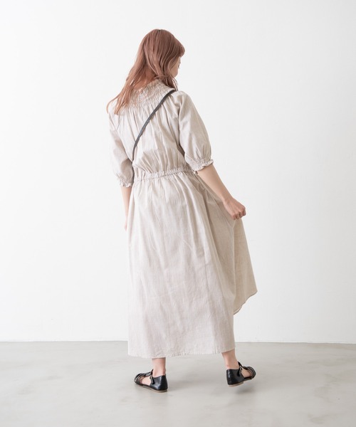 MERLOT（メルロー）の「ミックスヤーンシャーリングワンピース（ワンピース・レディース・グリーン/レッド/ベージュ・FREE）」の12枚目の写真