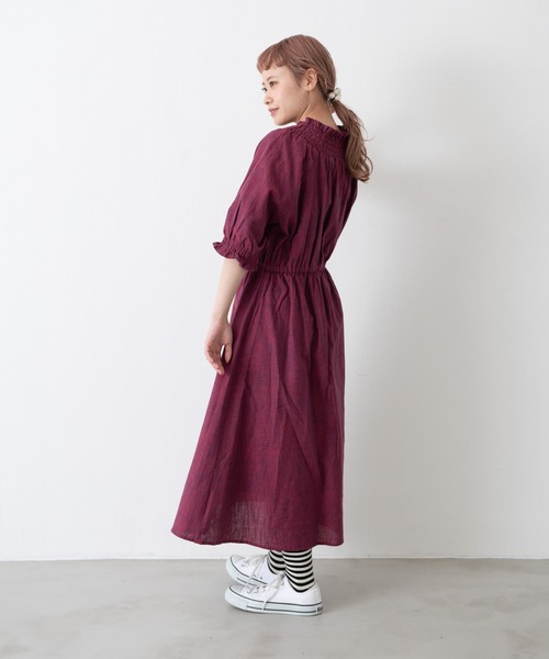 MERLOT（メルロー）の「ミックスヤーンシャーリングワンピース（ワンピース・レディース・グリーン/レッド/ベージュ・FREE）」の15枚目の写真