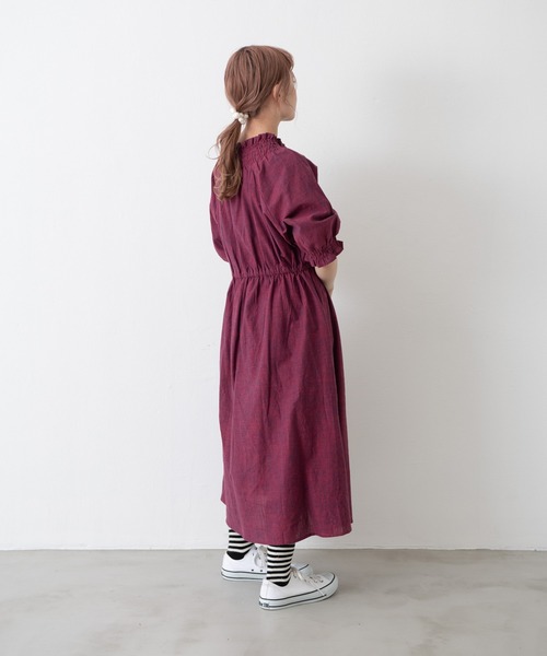 MERLOT（メルロー）の「ミックスヤーンシャーリングワンピース（ワンピース・レディース・グリーン/レッド/ベージュ・FREE）」の11枚目の写真