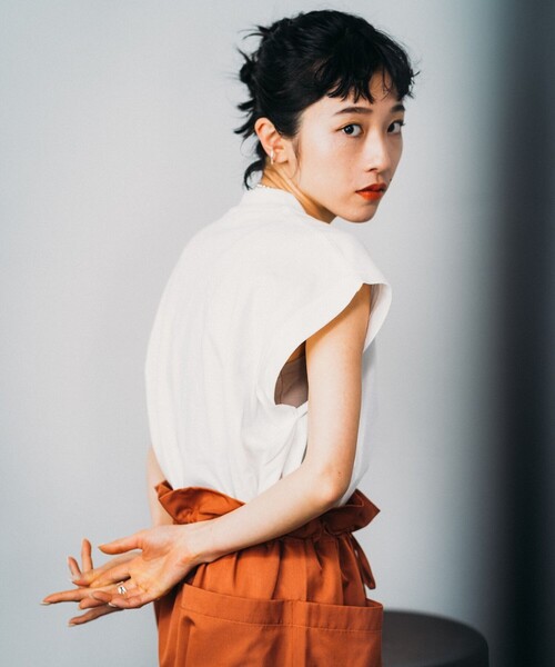 FREAK'S STORE（フリークスストア）の「▽mact × FREAK'S STORE/マクト 別注フレンチスリーブトップス（Tシャツ/カットソー・レディース・ベージュ/ホワイト/ブラック・ﾌﾘ-）」の2枚目の写真