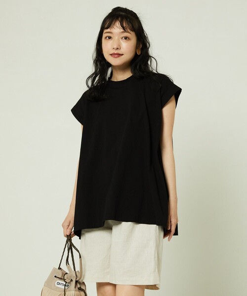 FREAK'S STORE（フリークスストア）の「▽mact × FREAK'S STORE/マクト 別注フレンチスリーブトップス（Tシャツ/カットソー・レディース・ベージュ/ホワイト/ブラック・ﾌﾘ-）」の3枚目の写真