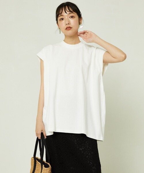 FREAK'S STORE（フリークスストア）の「▽mact × FREAK'S STORE/マクト 別注フレンチスリーブトップス（Tシャツ/カットソー・レディース・ベージュ/ホワイト/ブラック・ﾌﾘ-）」の9枚目の写真