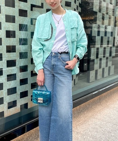 DIESEL（ディーゼル）の「レディース シャツ リネン ノーカラー ボクシーフィット（シャツ/ブラウス・レディース・ライトブルー/ピンク・XX-SMALL/SMALL/MEDIUM/X-SMALL）」の2枚目の写真