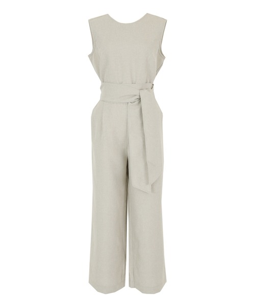 titivate（ティティベイト）の「ウエストリボン付きオールインワン（つなぎ/オールインワン・レディース・サンドベージュ/グレイッシュベージュ/ブラック/ライトカーキ・S/PS(XS－S)/M/L）」の6枚目の写真