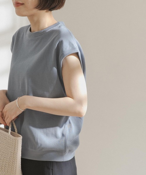 FORK&SPOON（フォークアンドスプーン）の「FORK&SPOON　ヘビーウェイト天竺ノースリーブTシャツ（Tシャツ/カットソー・レディース・グレー/オフホワイト/モカ/ブルー系その他・ONE）」の4枚目の写真