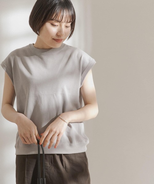 FORK&SPOON（フォークアンドスプーン）の「FORK&SPOON　ヘビーウェイト天竺ノースリーブTシャツ（Tシャツ/カットソー・レディース・グレー/オフホワイト/モカ/ブルー系その他・ONE）」の2枚目の写真